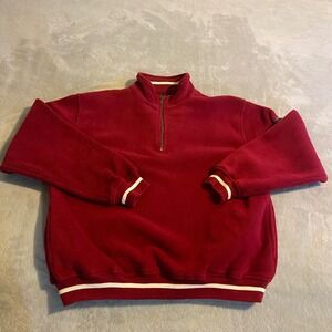 Vintage SDI Meadow Springs Mens Red Fleece 1/4 Zip Pullover Jacket Size Large L
